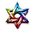 Star of David multicolored swirling graphic representation