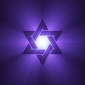 Star of David symbol purple light flare Royalty Free Stock Photo