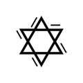 Star david`s - jewish icon, vector illustration, black sign on isolated background