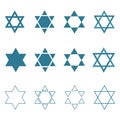 Star of david shape icon set in flat and outline design Royalty Free Stock Photo