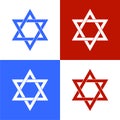 Star of David sign. Set of Judaism symbol on a white, blue, red background. Isolated objects in blue, white. Vector Royalty Free Stock Photo