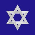 Star of David silver sign blue background Royalty Free Stock Photo