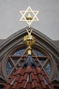 Star of David, symbol of Judaism on rooftop.