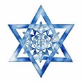 Star of David watercolor illustration isolated on white background.