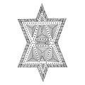 Star of David and zentangl zendudl vector. Jewish Culture zen tangle and zen doodle.