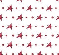 Star decorative shapes seamless patterns. Hand drawn doodle cartoon design, zentangle elements. Girls power pink red