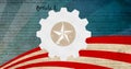 Star design over over setting icon against american constitution text in background