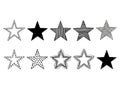 Star Doodle Set Hand-Drawn Stars, Vector Illustration, Black and White, Design Elements Royalty Free Stock Photo