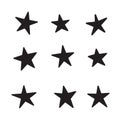 Star doodles collection. Set of hand drawn stars. Vector cartoon illustrations.