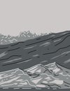 Star Dune in Great Sand Dunes National Park and Preserve Colorado Monoline Line Art Grayscale Drawing