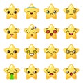 Star emoji. Cute emoticons. Face icon. Kawaii