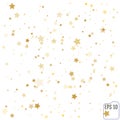 Star Falling Print. Gold Yellow Starry Background. Vector Confetti Star Background Pattern. Starlight Night. Astral Design.