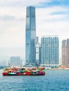 Star Ferry boat crosses the Victoria Harbour, Hong Kong Royalty Free Stock Photo