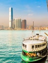 Star Ferry boat crosses the Victoria Harbour, Hong Kong Royalty Free Stock Photo