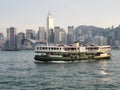 Star Ferry at Victoria Harbour with Hong Kong Island as background Royalty Free Stock Photo