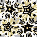 Star festive print, seamless motif, Christmas hand craft expressive ink repeat trendy pattern