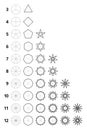 Star figures, Regular star polygons, derived from regular polygons Royalty Free Stock Photo