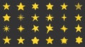 Star flat yellow icon logo sparkle rank vector set