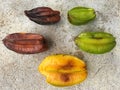 Starfruit cycle from raw to rotten Royalty Free Stock Photo