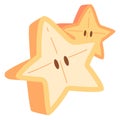 Star fruit vector illustration, two slices of buah belimbing, karambola or carambola icon, isolated on white background