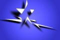 Star glossy and 3d rendering abstract background with blue gradient color