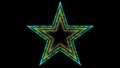 Star 024 - Glow Neon Colorful - Black Background Royalty Free Stock Photo