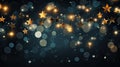 Star golden garland hanging on a blurry bokeh background. Generative AI