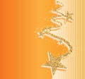 Star golden glitter wave orange card