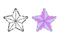 Star grafic geometric icons set, black doodle stroke outline contour, filled shapes in blue lilac lavender color palette Royalty Free Stock Photo