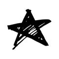 Star. Hand drawn paint object for design use. Abstract brush drawing. Vector art illustration grunge star