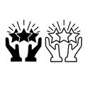 Star in the hands icon vector set. high reward illustration sign collection. status good quality symbol.