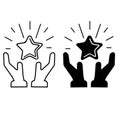 Star in the hands icon vector set. high reward illustration sign collection. status good quality symbol.