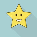 Star happy, big smile yellow, Vector illustration.