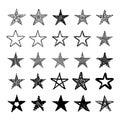 Hand drawn line doodle stars vector