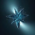 Star from ice splash on blue background