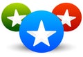 Star icon with composition of 3 circles with stars cut in them Royalty Free Stock Photo