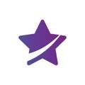 star icon cur in half. Leader, winner, boss, rank, medal, sport logo, competition, sky symbol, astrology, military, troops. Vector