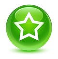 Star icon glassy green round button Royalty Free Stock Photo