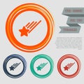 Star Icon on the red, blue, green, orange buttons for your website and design with space text. Royalty Free Stock Photo