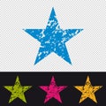 Star Icon - Rubber Stamp Seal - Colorful Vector Illustration - Isolated On Transparent And Black Background