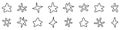 Star icon. Set of black star icons. Various shapes of linear stars