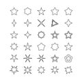 Star icon. Set of black spark effect. Collection of star shine symbols. Light elements flat design on white background. Polygon. Royalty Free Stock Photo