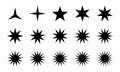 Star icon set collection in flat style. Sun sign symbol vector Royalty Free Stock Photo