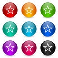 Star icon set  colorful glossy 3d rendering ball buttons in 9 color options for webdesign and mobile applications Royalty Free Stock Photo