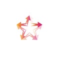 Star icon. Unusual five-pointed geometric star, arrow shapes Flat logo template. Modern emblem idea. Concept design
