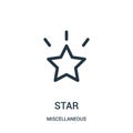 star icon vector from miscellaneous collection. Thin line star outline icon vector illustration. Linear symbol for use on web and