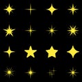 Star icons on a dark background. Set of yellow stars. vector illustration Royalty Free Stock Photo