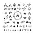 Star icons and pictogram. Collection black star shapes