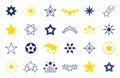 Star icons. Premium black and outline symbols of star shapes, four five six-pointed star labels on white background