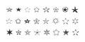 Star icons set. Doodle star. Hand Drawn icon star isolated on white background. Trendy design. Vector illustration Royalty Free Stock Photo